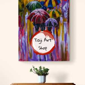 Rain African Abstract Handpainted Wall Art on Canvas