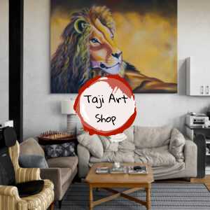 African Lion Handpainted Wall Art on Canvas