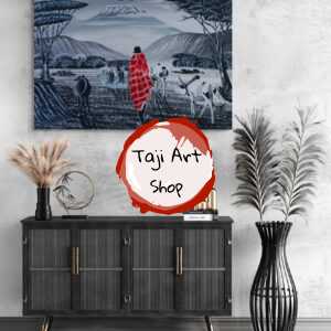 African Maasai Moran Journey Handpainted Landscape Wall Art on canvas
