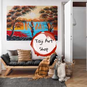 Traditional African Woman Handpainted Wall Art on Canvas